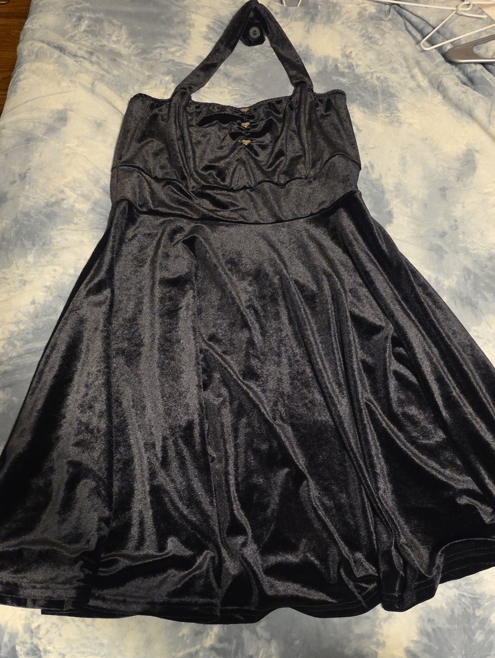 Black Velvet Halter A-Line Dress